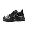 New Retro Flame Engraved Dark Punk Shoes Metal Low Top Platform Goth Boots Unique Design