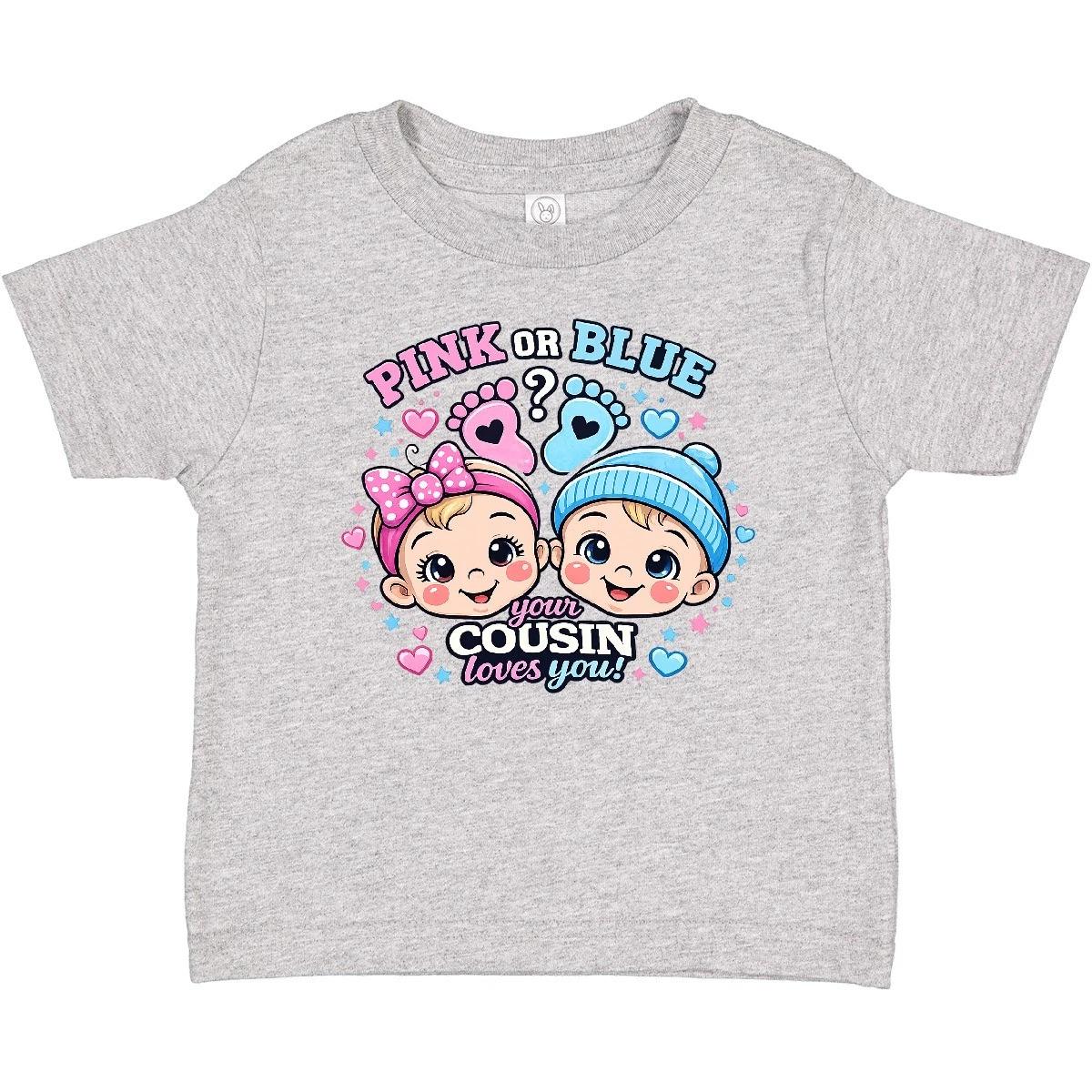Inktastic Pink Or Blue Cousin Loves You Gender Reveal Baby kids boys T-Shirkids boys T-Shirt Big 160