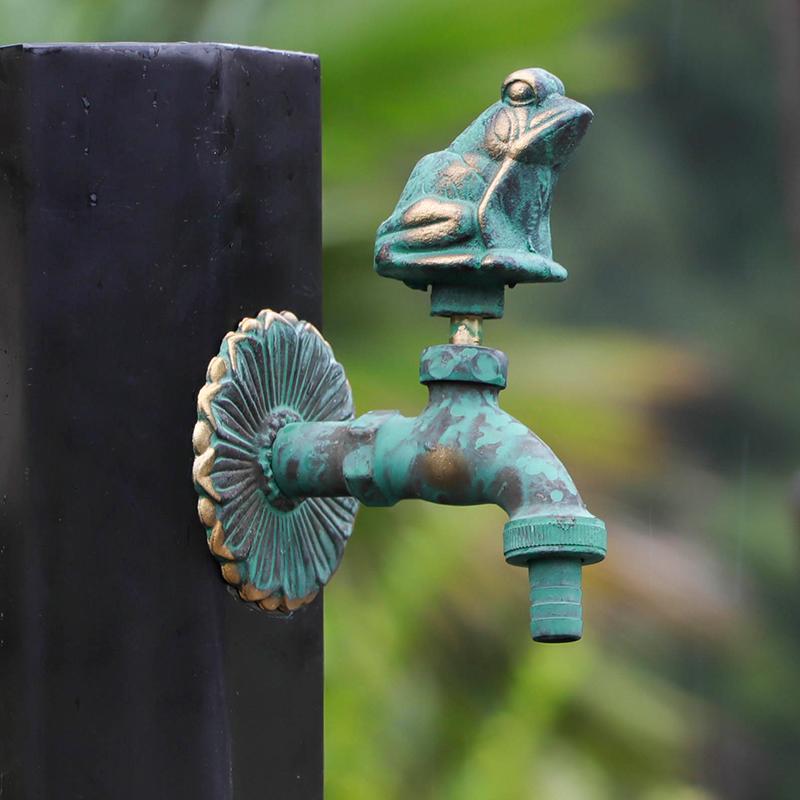 Bronze Outdoor Washing Machine Faucet Copper Animal Handle Garden Cold Tap Outdoor Courtyard Floor Landscape Water Faucet