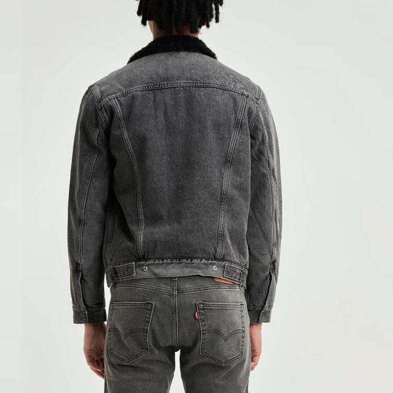 Levis Washed Vintage Collar Single-Breasted Lamb Wool Plush Jacket Men Jacket Gray 16365-0183