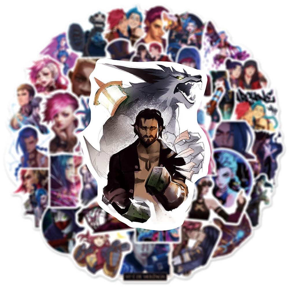 50 Stück Coole Cartoon Arcane Spiel Aufkleber Anime DIY Handyhülle Gitarre Notizbuch Fahrrad Auto Wasserdichter Aufkleber Abziehbild für Kinderspielzeug