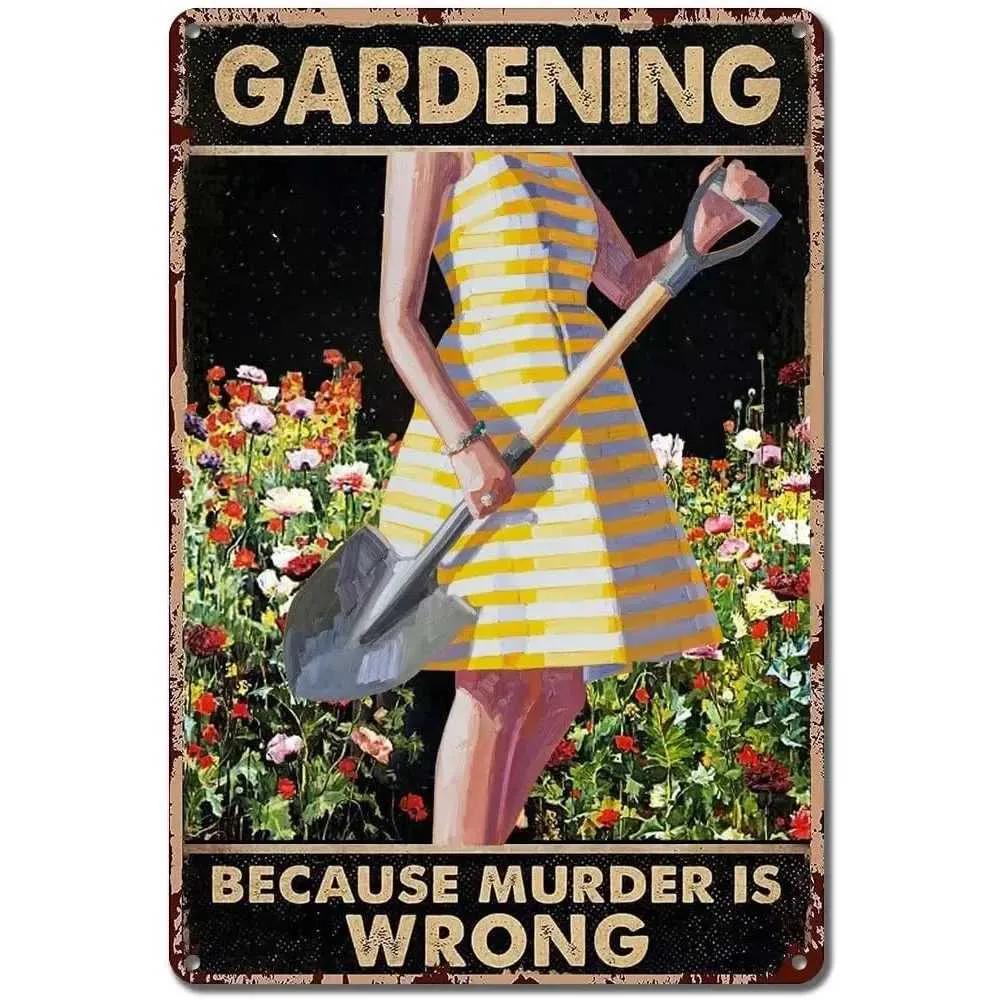 Because Murder Is Wrong Retro Garden Metal Tin Sign Wall Decoration Home Garden Bar Coffee Club Bar Retro Poster Square