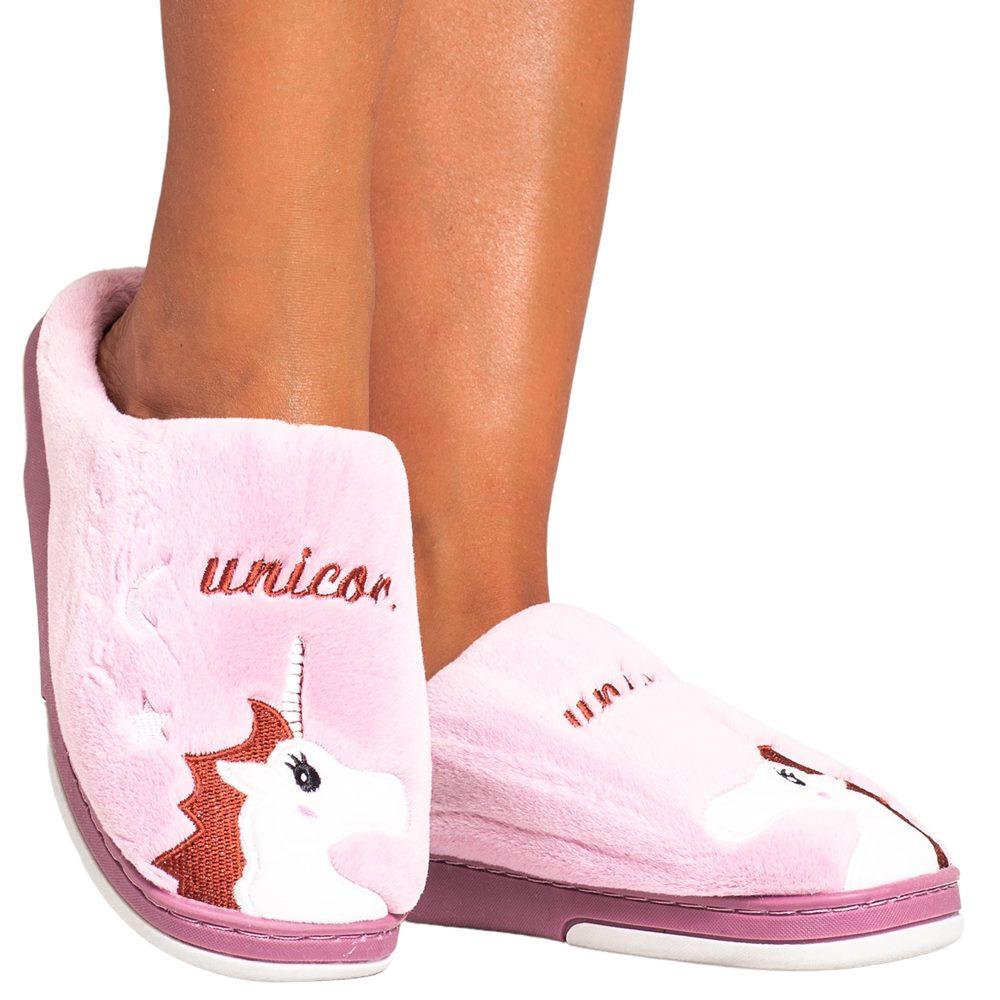 Women's Insulated Unicorn Slippers Purple 36-37