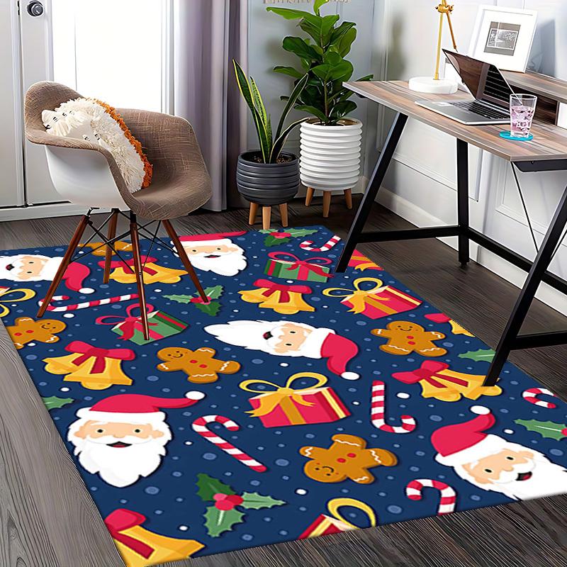 Christmas Santa Claus Chair Mat - Anime Cartoon Design, Non-Slip Rug for Office, Home Decor, Living Room, Bedroom, Game Room & Dormitory Carpet, Festi