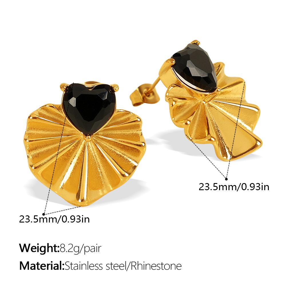 French Retro Love Color Diamond Stud Earrings Stainless Steel Gold-Plated Personalized Multi-Style Stud Earrings Women