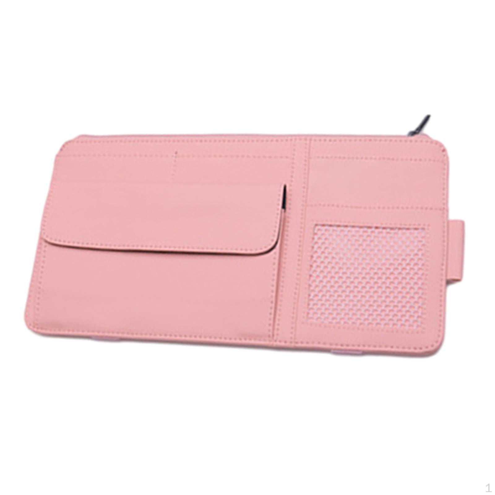 

Auto Sun Visor Organizer Business Card Holder Multi Component Multifunctional PU Storage Pocket розовый