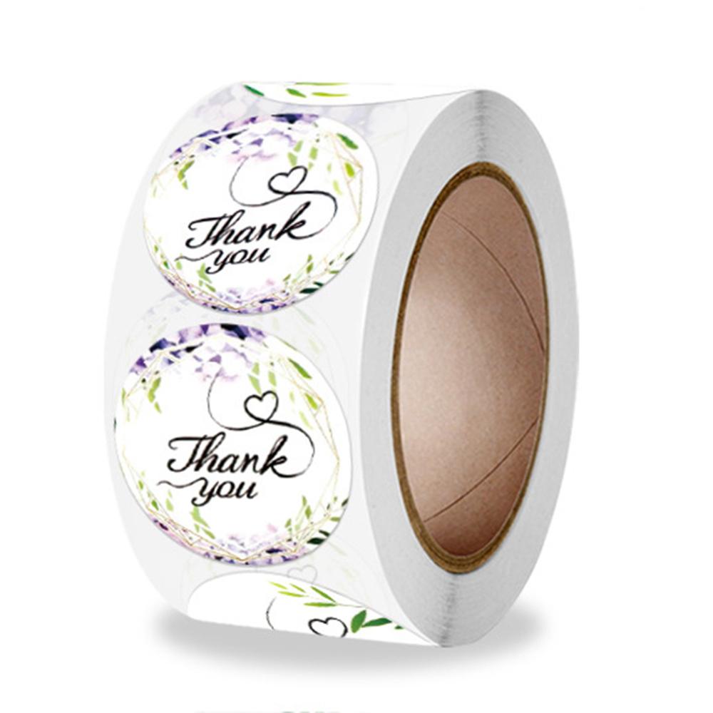 500pcs/roll Thank You Stickers Flower Pattern Party Wedding Decoration Gift Envelope Seal Labels Scrapbooking Stickers