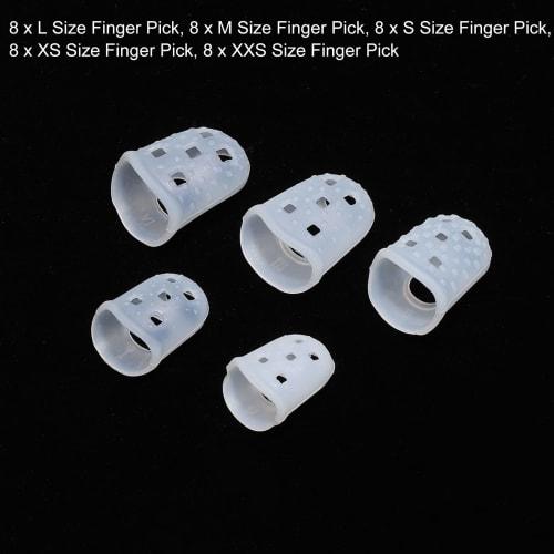uxcell Guitar Fingertip Protectors, Clear, L, M, S, XS, XXS Sizes, Pack of 40