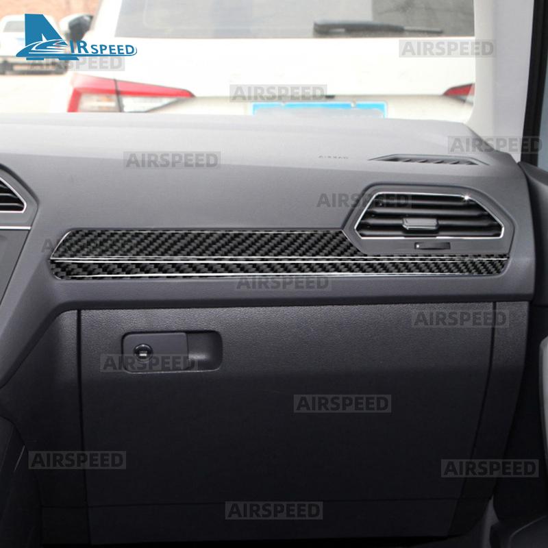 For Volkswagen Tiguan A2 AD1/AX1 2018 2019 2020 2021 Real Soft Carbon Fiber Sticker LHD RHD Car Passenger Side Trim Strip.