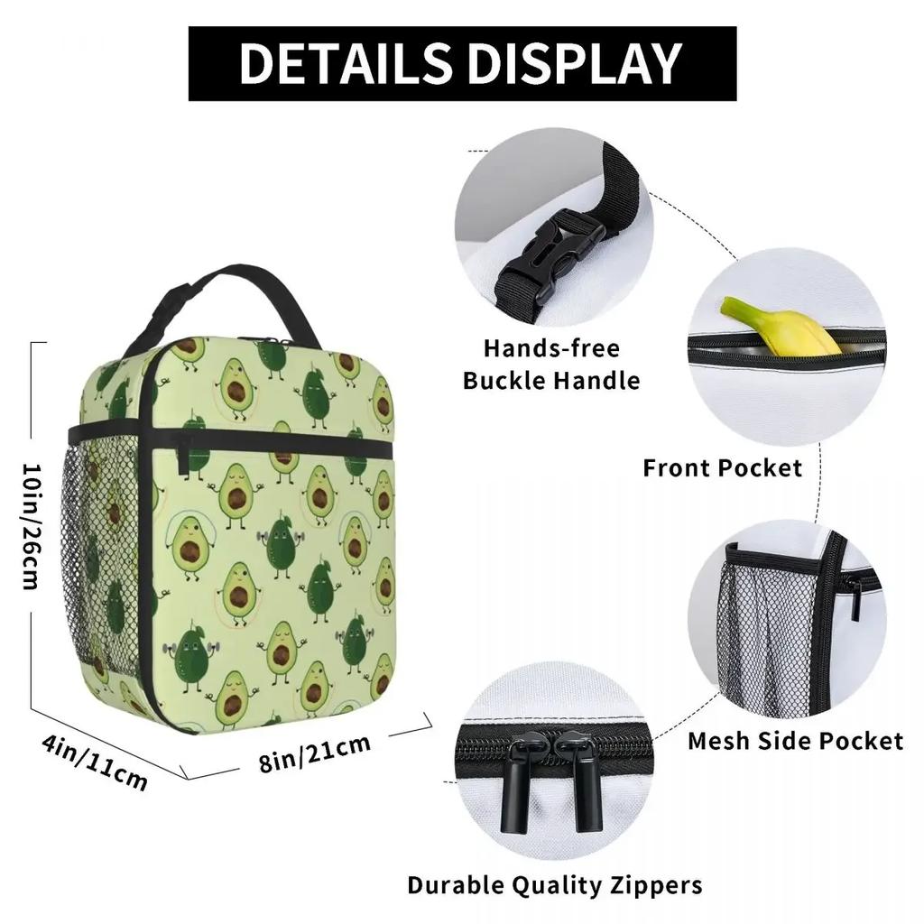 Cartoon Avocado Gym Fitness Fruit Thermal Insulated Lunch Bags School Portable Bag for Lunch Thermal Cooler Food Box