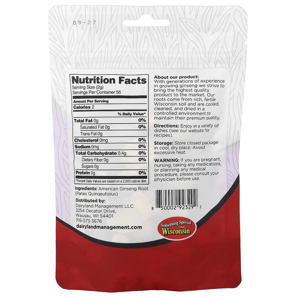 Dairyland Ginseng, American Ginseng Slices, 4oz