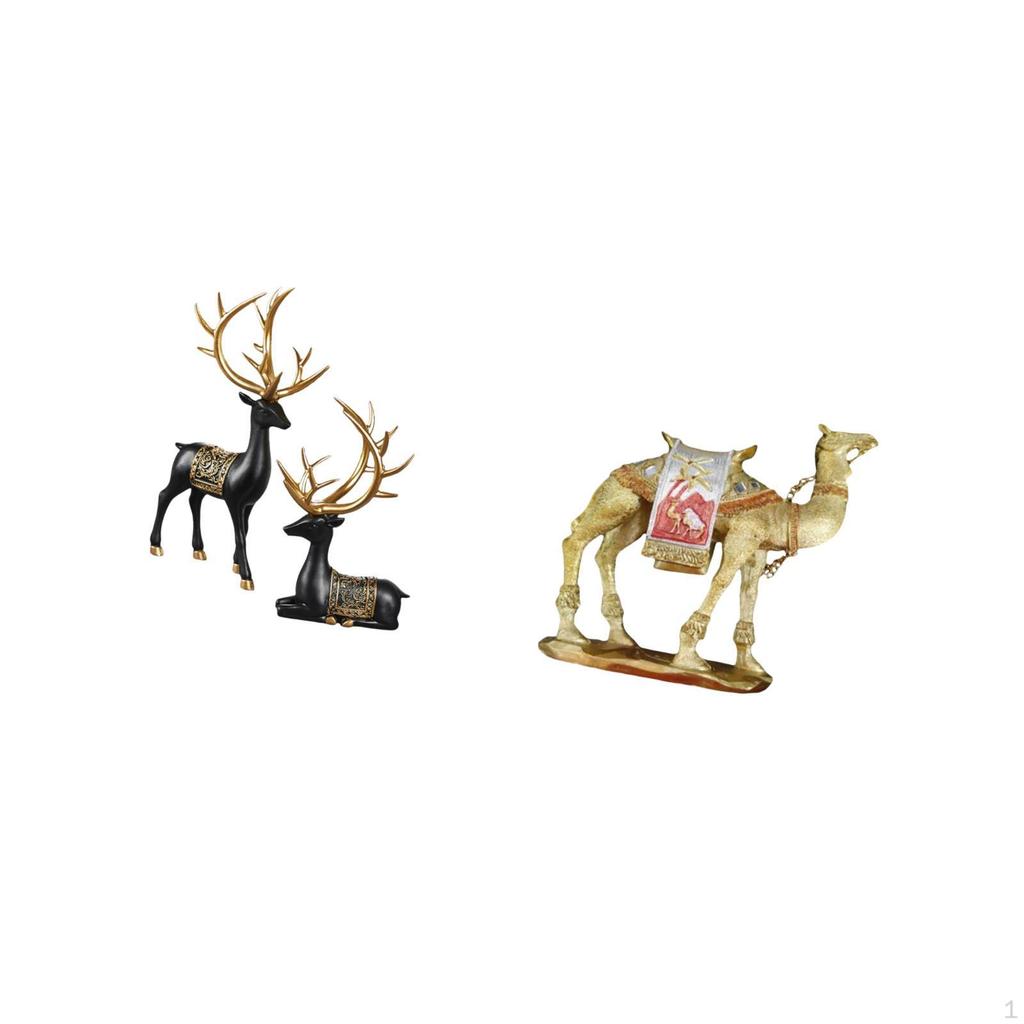 Reindeer Elk Resin Sculpture And Camel Figurine Collection for Tabletop Cabinet Entrance Shelf
