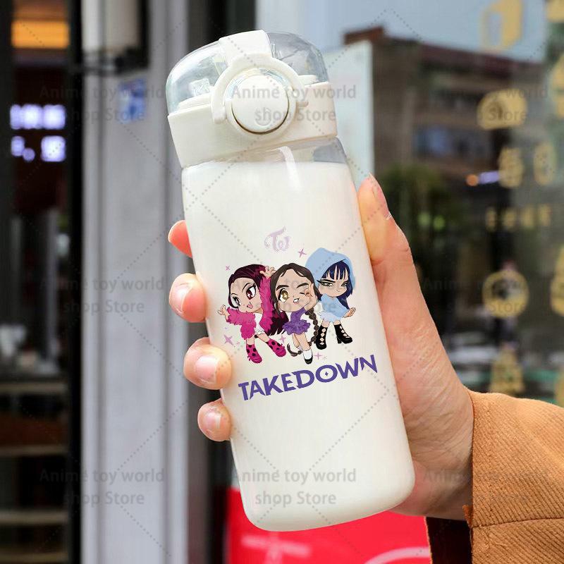 KPop Demon Hunters Sports Transparent Water Bottle Portable Gym Travel Clear Leakproof Drinking Frosted 400ml Play Entertaining Safe Kid Friendly Fun