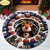 Cute Cartoon Christmas Reindeer Rug Non Slip Absorbent Round Living Room Mat Entryway Rug Washable Festive Home Decor