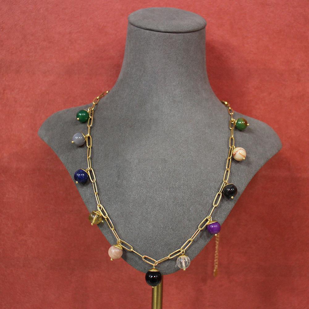 Necklace Dripping Oil Colored Crystal Beaded Handmade Long Sweater Chain Design Autumn And Winter