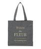 Maison De FLEUR Brand Logo Embroidered Gingham Square Tote Bag, Black, Size F (08000459700)