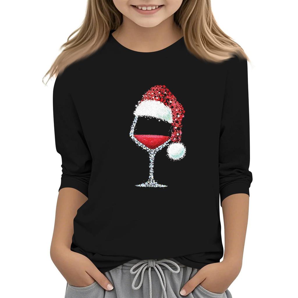 Children's 3/4 Sleeve Independence Day Printed Round Neck Casual T-shirt