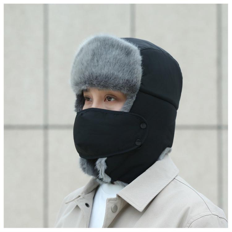 Men's Windproof Lei Feng Winter Hat with Ear Protection - Thick, Warm, and Plush for Cycling Outdoors