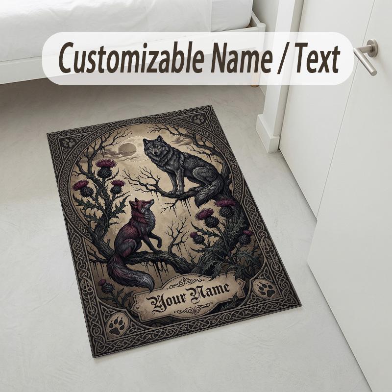 Witchcraft Theme Soft Crystal Velvet Rug Custom Name & Text Print Non Slip Floor Rug for Bedroom Living Room