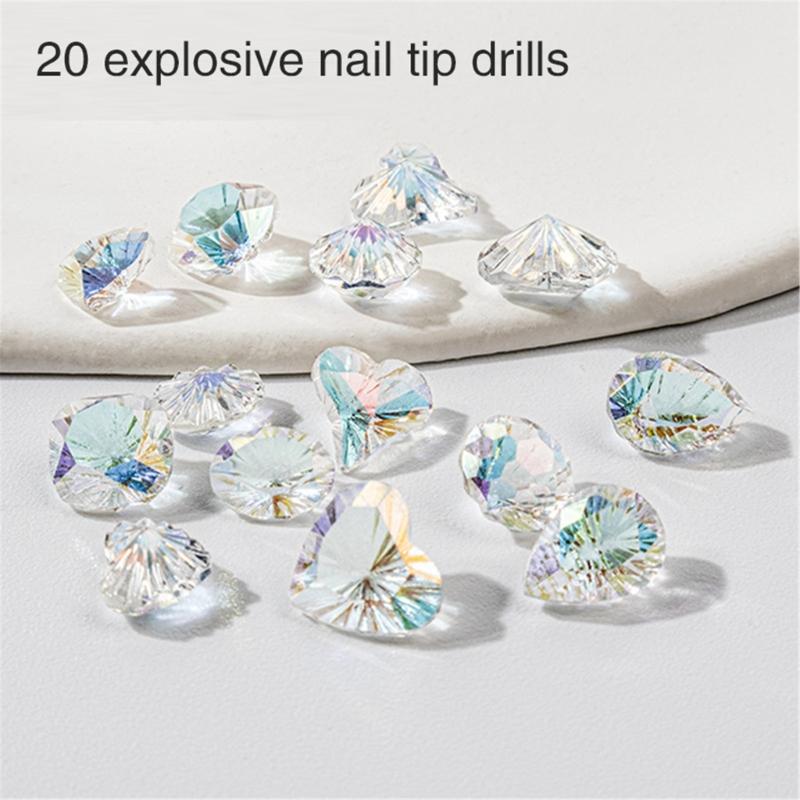 20Pcs Pointed Bottom Nail Rhinestones Diamond Nail Charms 3D Crystal Gems Jewelry DIY Manicures Nail Decorations