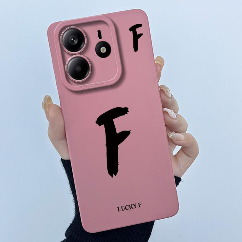For Xiaomi Redmi Note 14 5G Cover Case Lucky Initial Letter Couple Silicone Soft Matte Phone Bumper for Redmi Note14 5G Casing