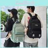 Color Solid Simple Checkered Texture Student Backpack With Pendant Plush