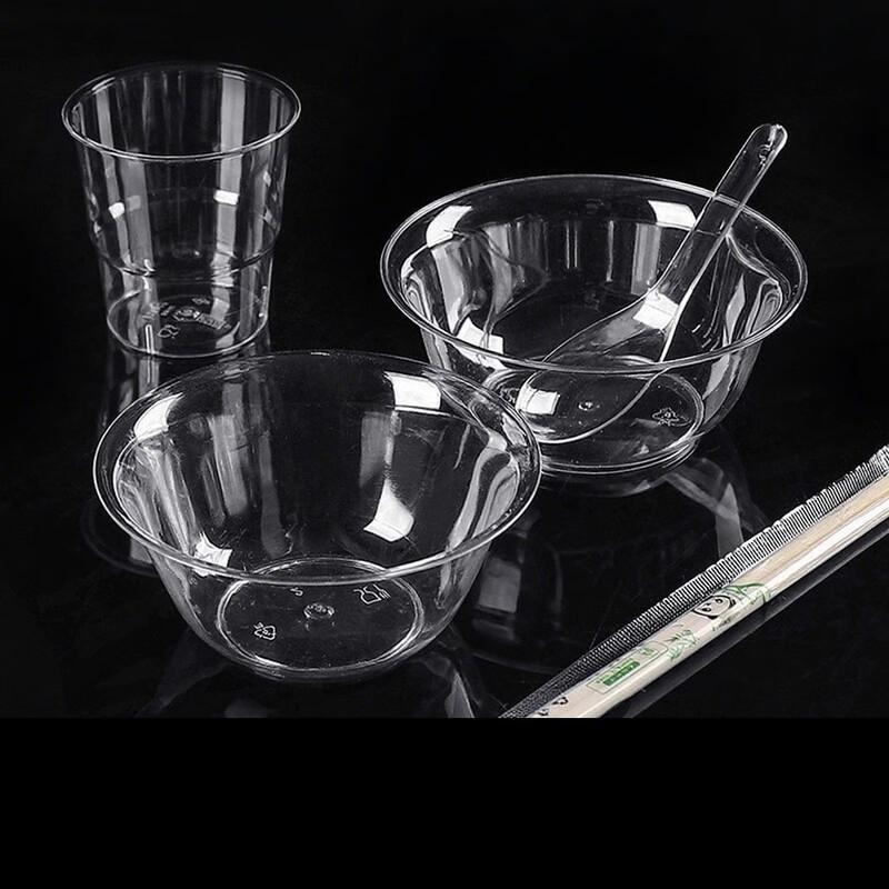 Zisiz Thickened Square Disposable Plastic Bowls with Lids, 100 Pack