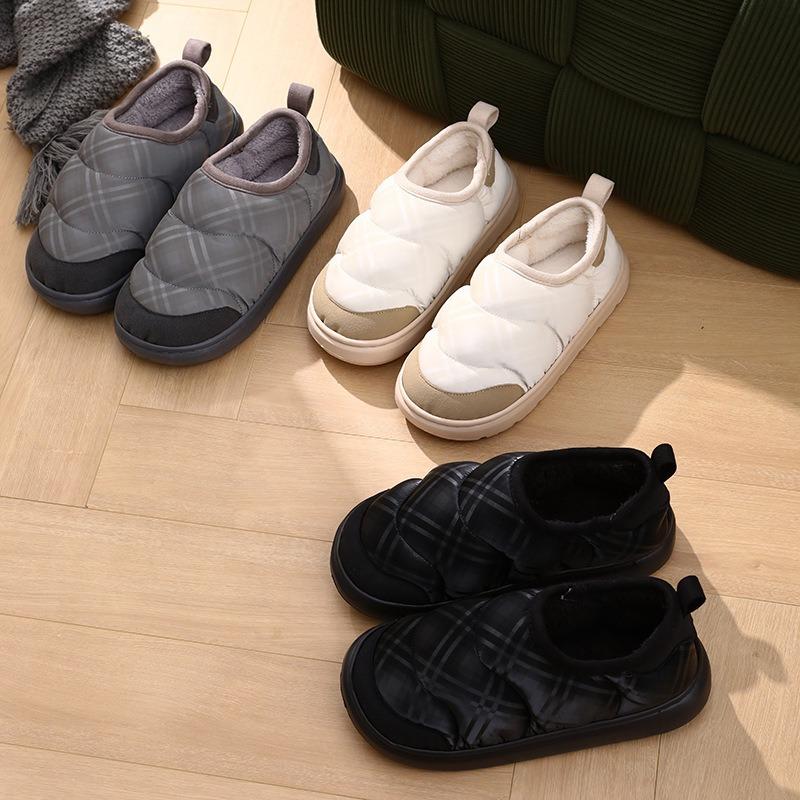 Warm edge cotton shoes for women, indoor velvet in winter, warm and non-slip for couples, outdoor wear, home bag and cotton slippers for men