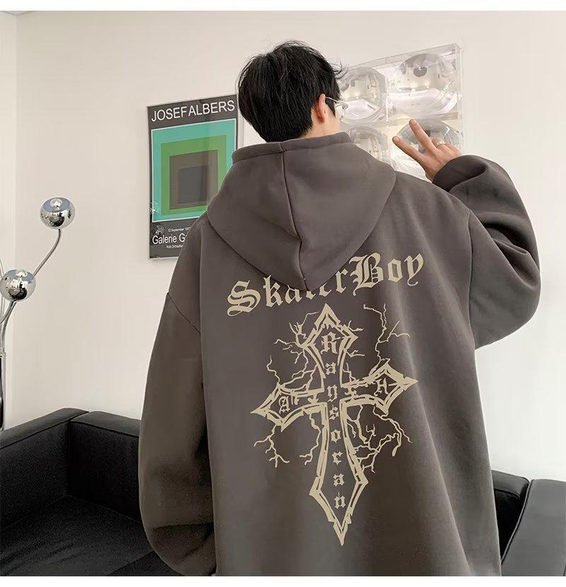 High-End European & American Streetwear Hoodie for Men - Oversized, Heavyweight, Trendy Autumn/Winter Jacket