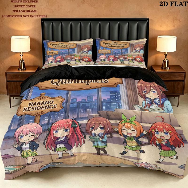 5Toubun Pattern Bedding Quilt Set Quilt Cover Pillowcase Home Birthday Gift(1 * duvet cover + 2 * pillowcase, without core)