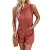 Di Yun Women's Solid Color Sleeveless Jumpsuit - Spring/Summer 2024 Casual European & American Style with Pockets