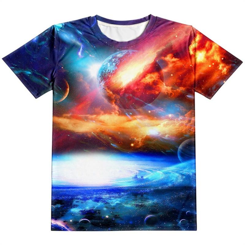 T-shirt une pièce pour enfants, motif ciel étoilé, pour garçons de 9 à 12 ans, à la mode, motif cosmique 3D, pour l'été