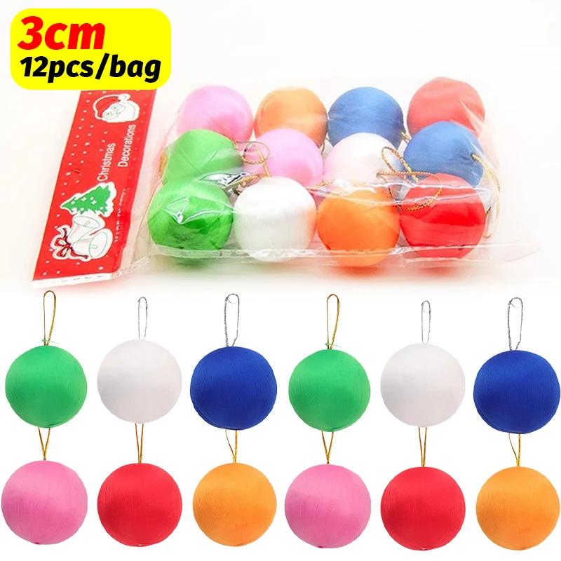 120/6pcs Wire Wrapping Christmas Balls 3/4/5/6cm Color Foam New Year Xmas Tree Hanging Pendants Ball Party Ornaments Home Decor