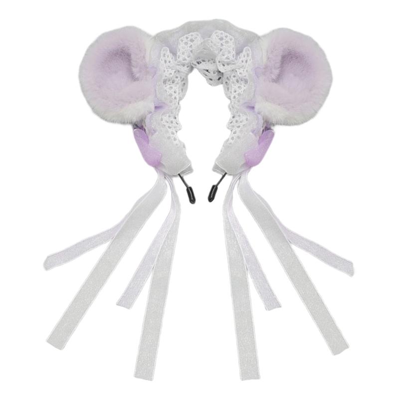 Faux Furs Mouse Ears Headband Tail Animal Mouse Costumes for Christmas Halloween Cosplay Party Costume Accessories