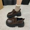 Platform Small Leather Shoes Women's New Height Increase Versatile Small Spring and Autumn Loafers 2025 Black Small Leather Shoes British Style