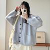 2025 New Autumn Women Sweater Knitting Basic Fashion Tops Tees Cardigan Long Sleeve Solid Shirt Loose Blue Coat