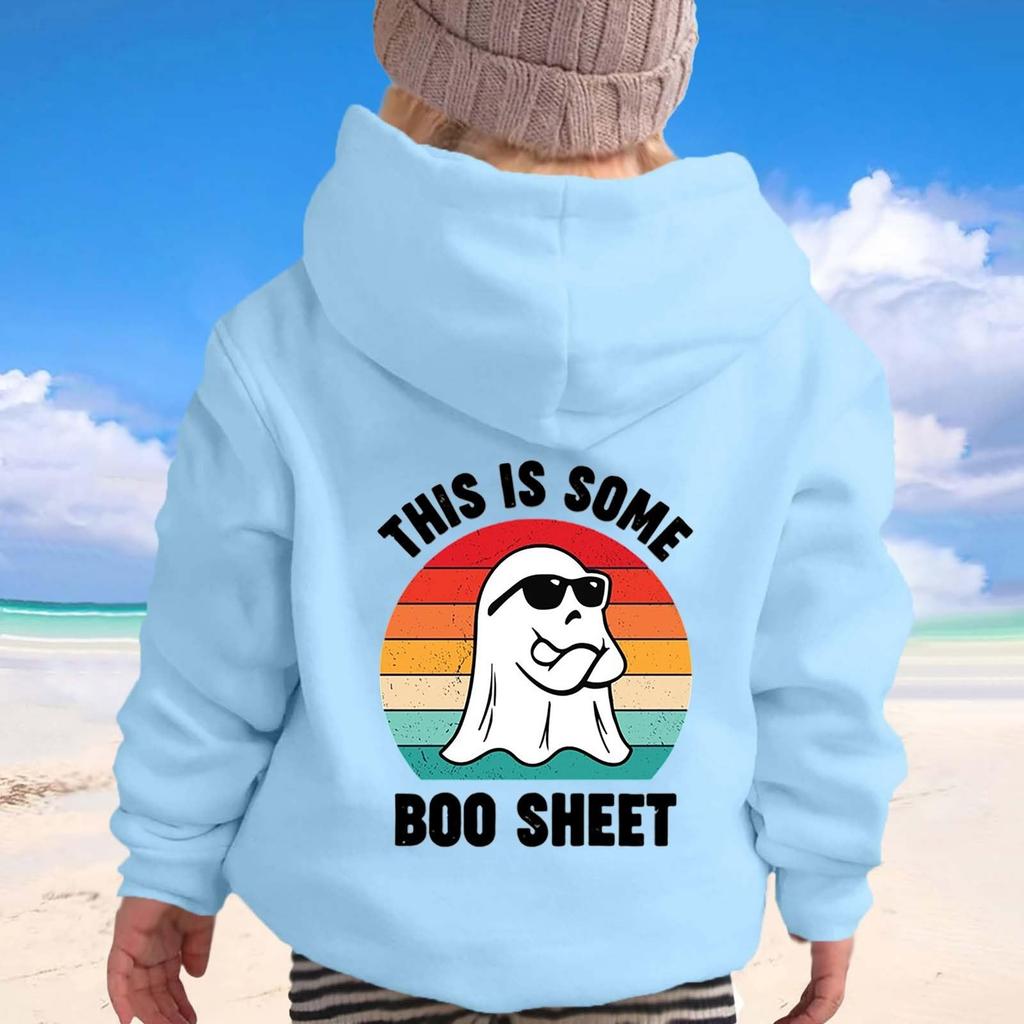 Children's Fashionable Loose Casual Halloween Printed Long-sleeved Hooded Sweatshirt