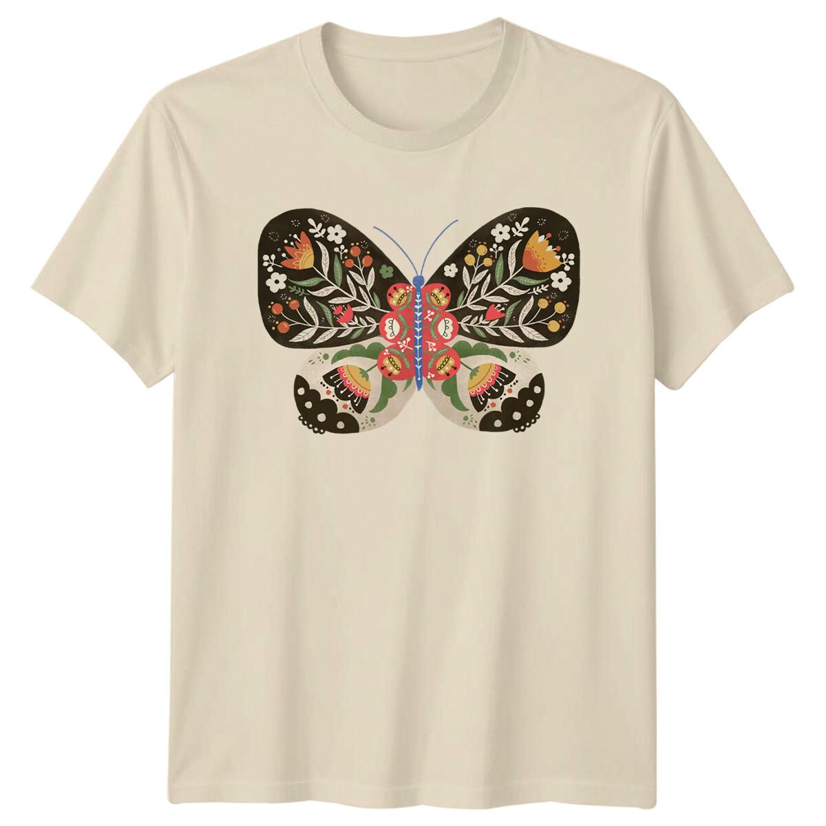 Floral Butterfly Nature Lover Graphic Art Adult T-Shirt S