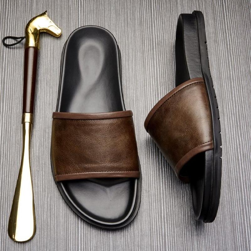 Pantoufles Douces Homme Chaussures d'Été d'Extérieur Plates Antidérapantes Semelle Épaisse Chaussures de Plage Vacances Confortables