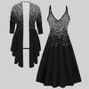 3D-gedrucktes Set Kleid Mantel, Verschiedene Farben und Komplexe Formen, Modischer Druck, geeignet für Verschiedene Szenen Mode-Stile