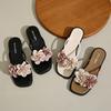 Fashion 2025 New Summer Fashion Flower Low Heel Slippers Women Casual Elegant Outdoor Sandals Non-slip Vacation Beach Flip-flops Slipper