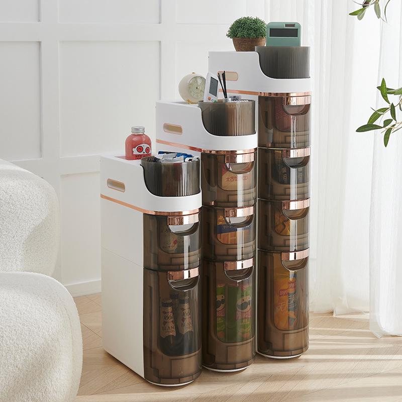 Rotating Multi-Layer Bathroom and Kitchen Storage Cabinet with Drawer Shelves 2 Layers
