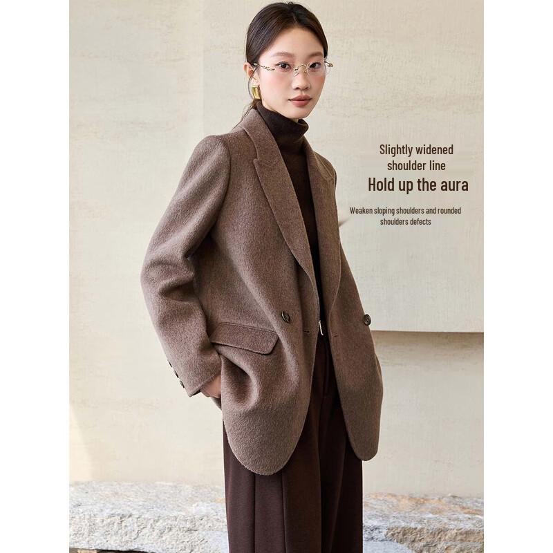 Women's Elegant Double-faced Wool Lapel Coat