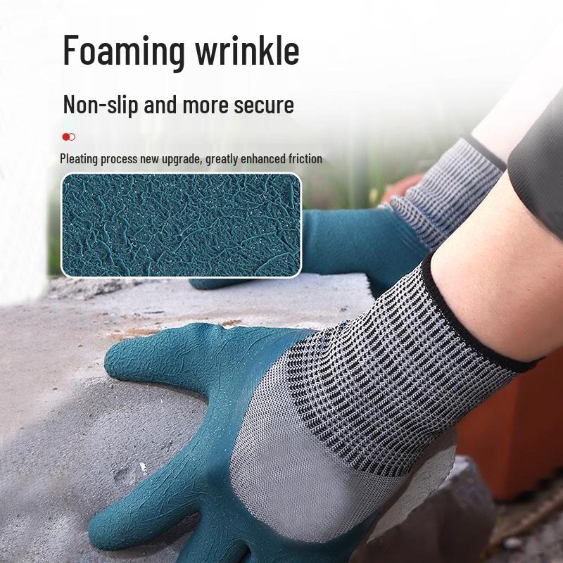 Durable Non-Slip Waterproof Latex Work Gloves for Labor Protection