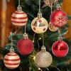 50pcs Gold Red Snowflake Christmas Balls Set Plastic New Year Hanging Pendents Ball Ornaments for Xmas Tree Navidad Party Decor