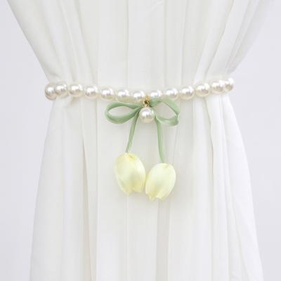 Magnetic Curtain Tiebacks with Pearl And Tulip Buds Decor Easy