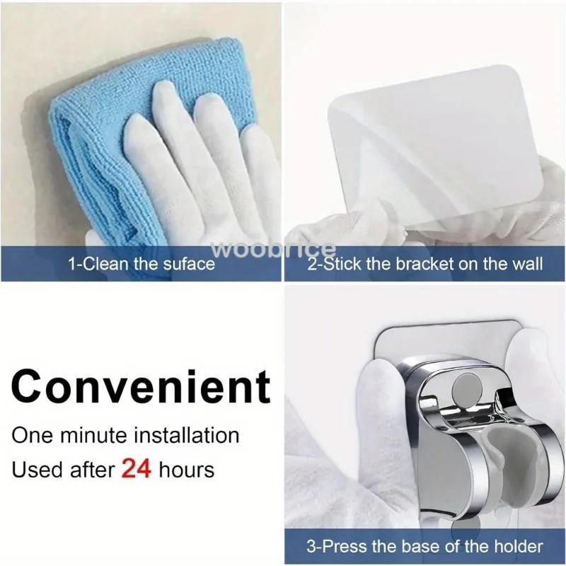 Shower Holder Suction Cup Holder 360° Adjustable Showerhead Holder Plating Shower Rail Head Bathroom Wall Mount Bracket