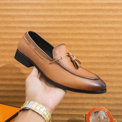 Tassel Dress Loafers Brown Slip-on Comfortable Men Leather Shoes High Quality Casual Driving Shoes Designer Men Moccasin