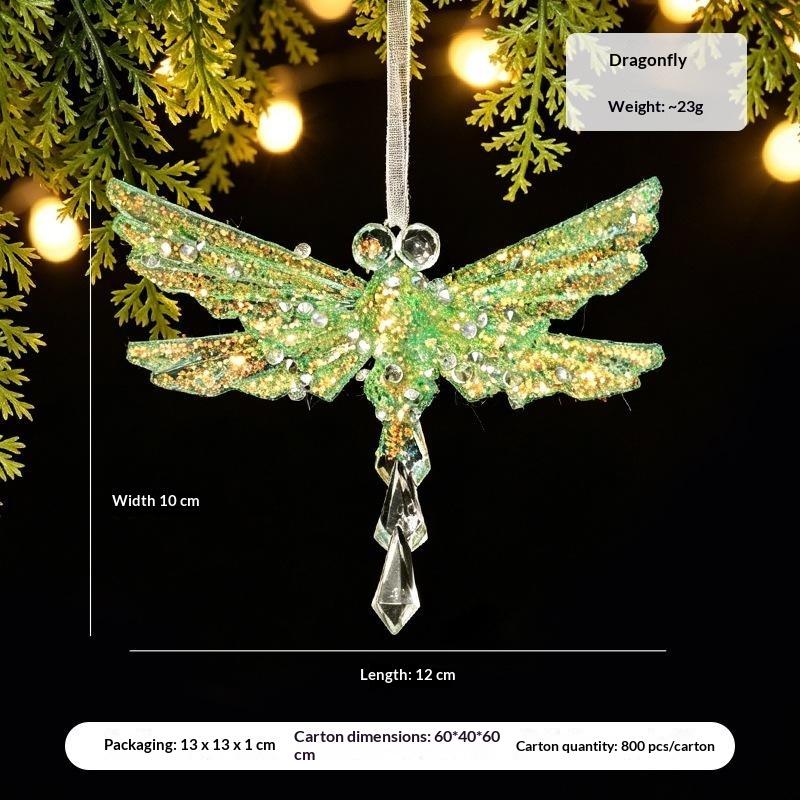 Green Glitter Christmas Hanging Ornament Sparkling Reindeer/High Heel/Tree /Snowflake Designs Pendants With Ribbon Decor