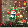 Gingerbread Man Decals Christmas Static Window Sticker, Wreath Pattern Print PVC Removable Decal, Decorative Film Waterproof Glass Cling for